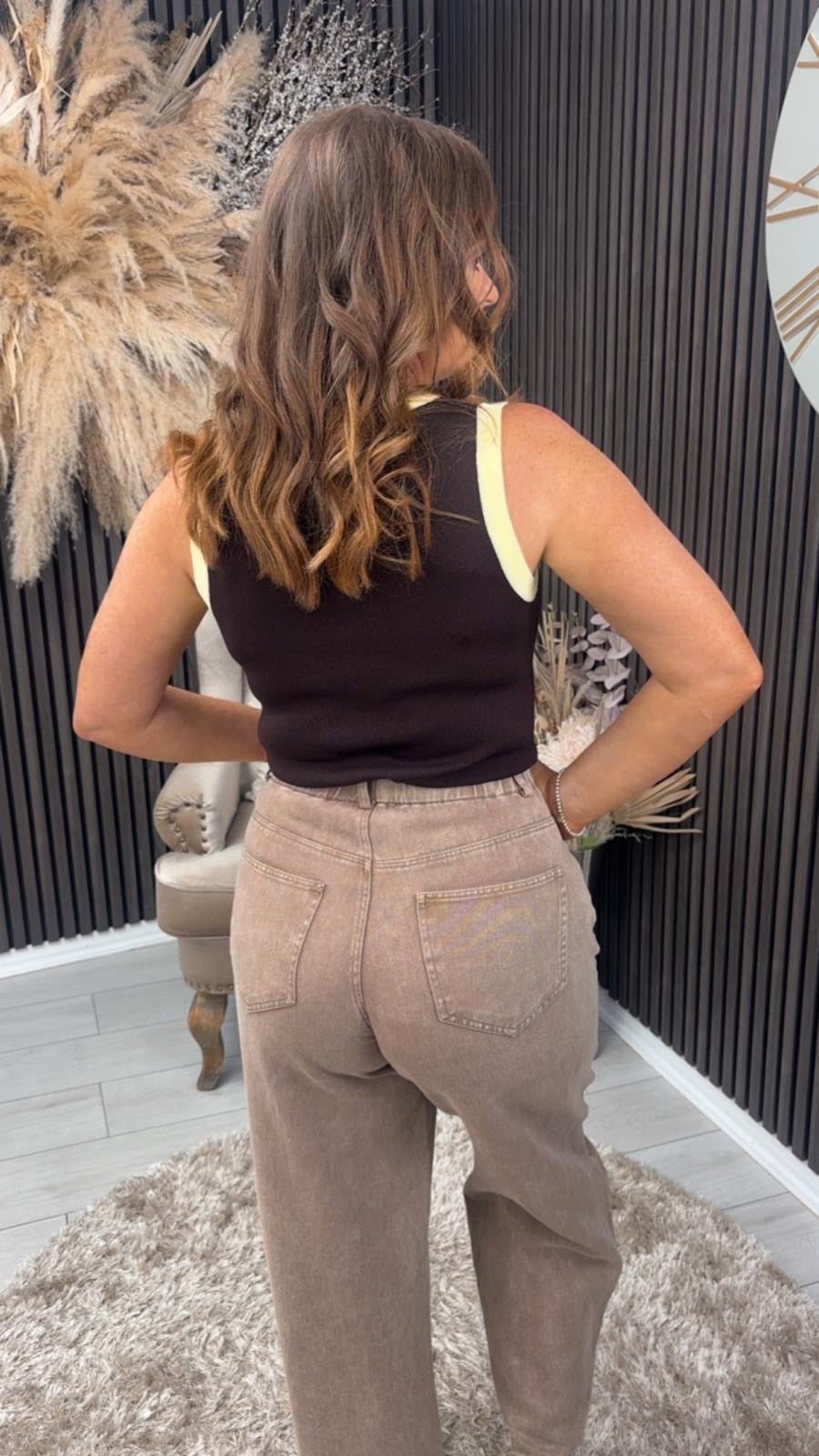 PETRA VEST - BROWN/YELLOW