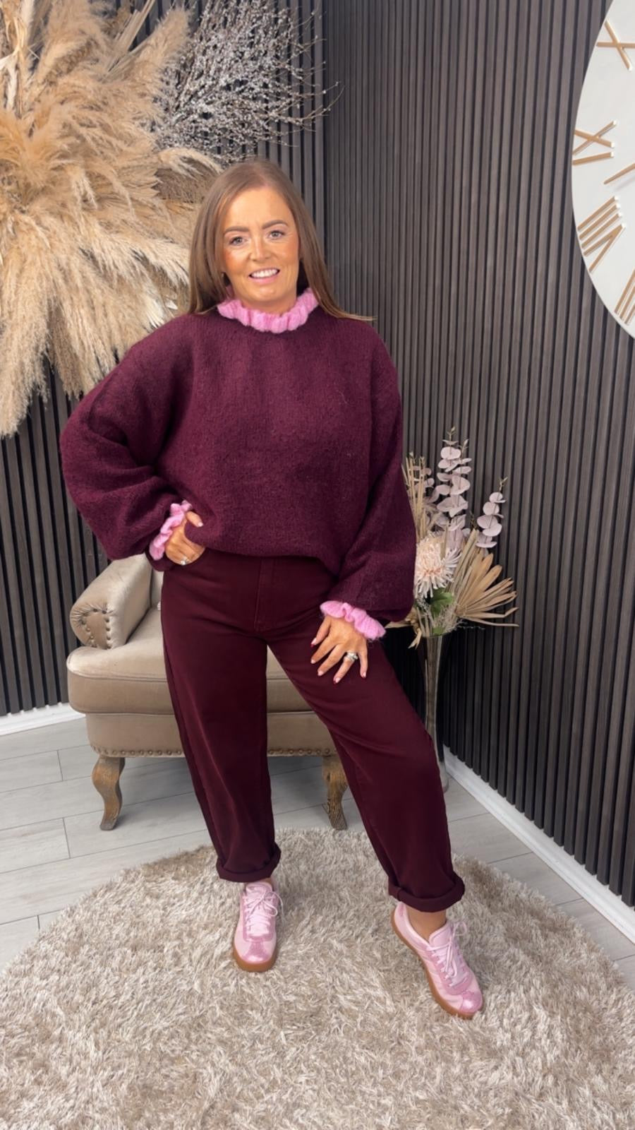 LIBBY JUMPER - BURGUNDY/PINK