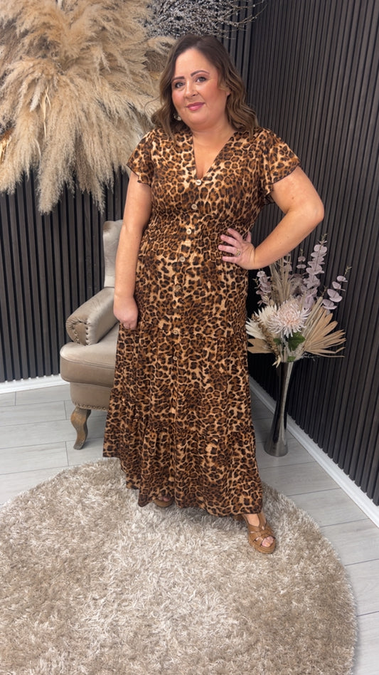 JILLIAN DRESS - LEOPARD BROWN