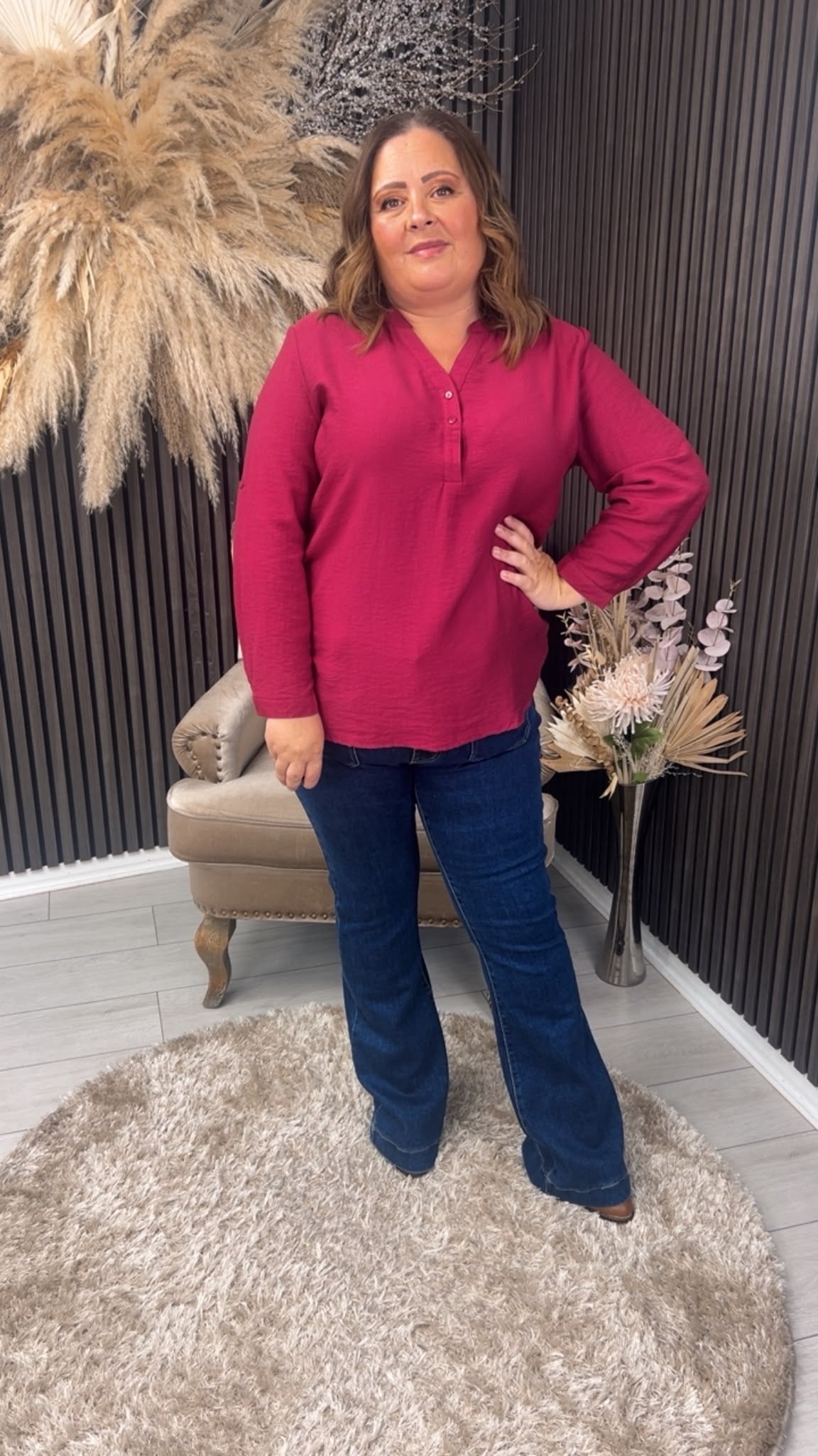 LILLIE TOP - BURGUNDY