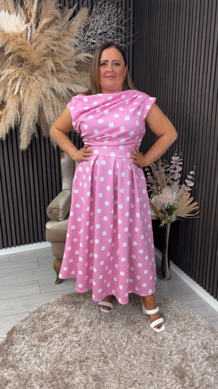 BETTY DRESS - PINK POLKA DOT