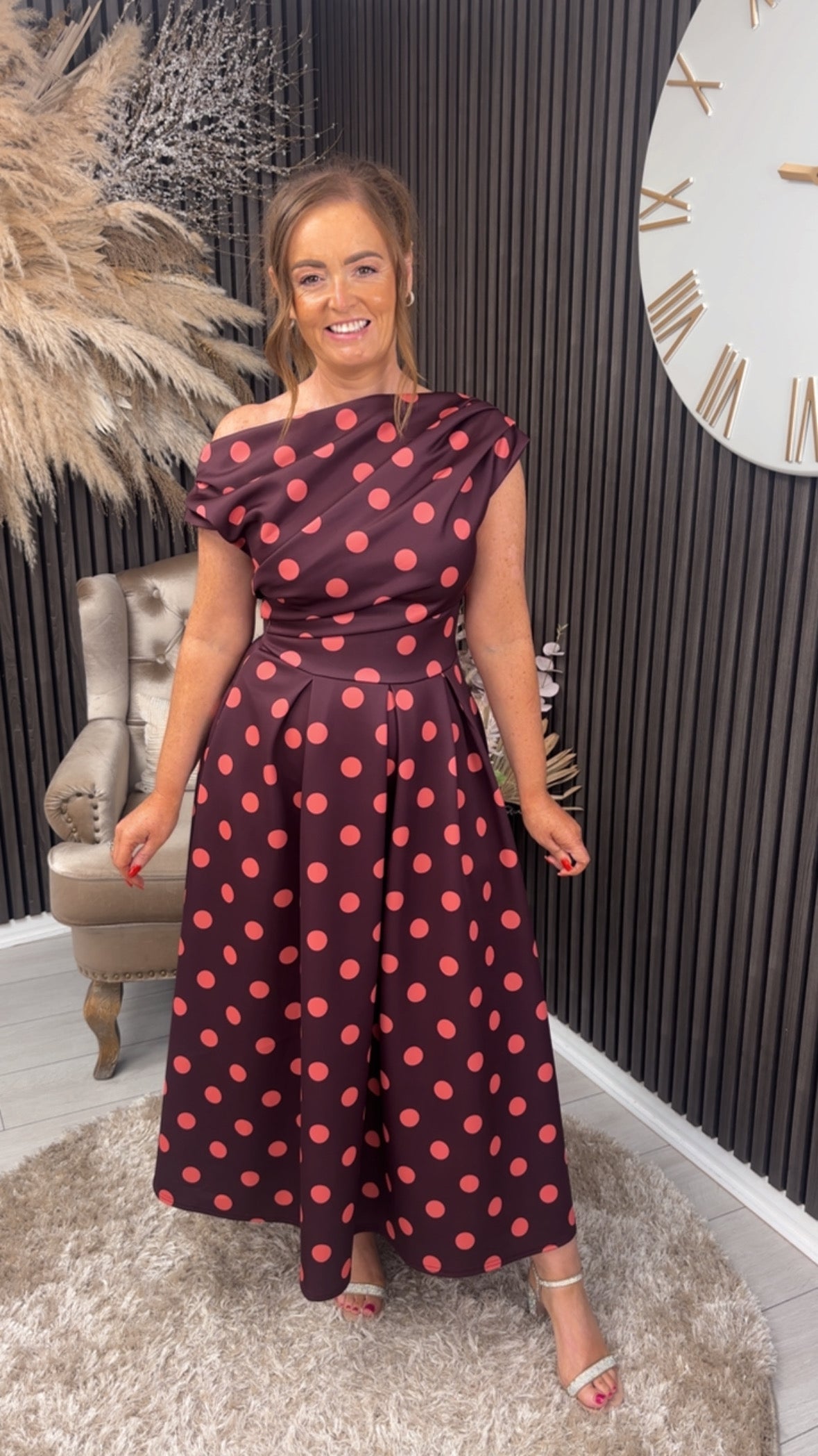 BETTY DRESS - BURGUNDY/CORAL