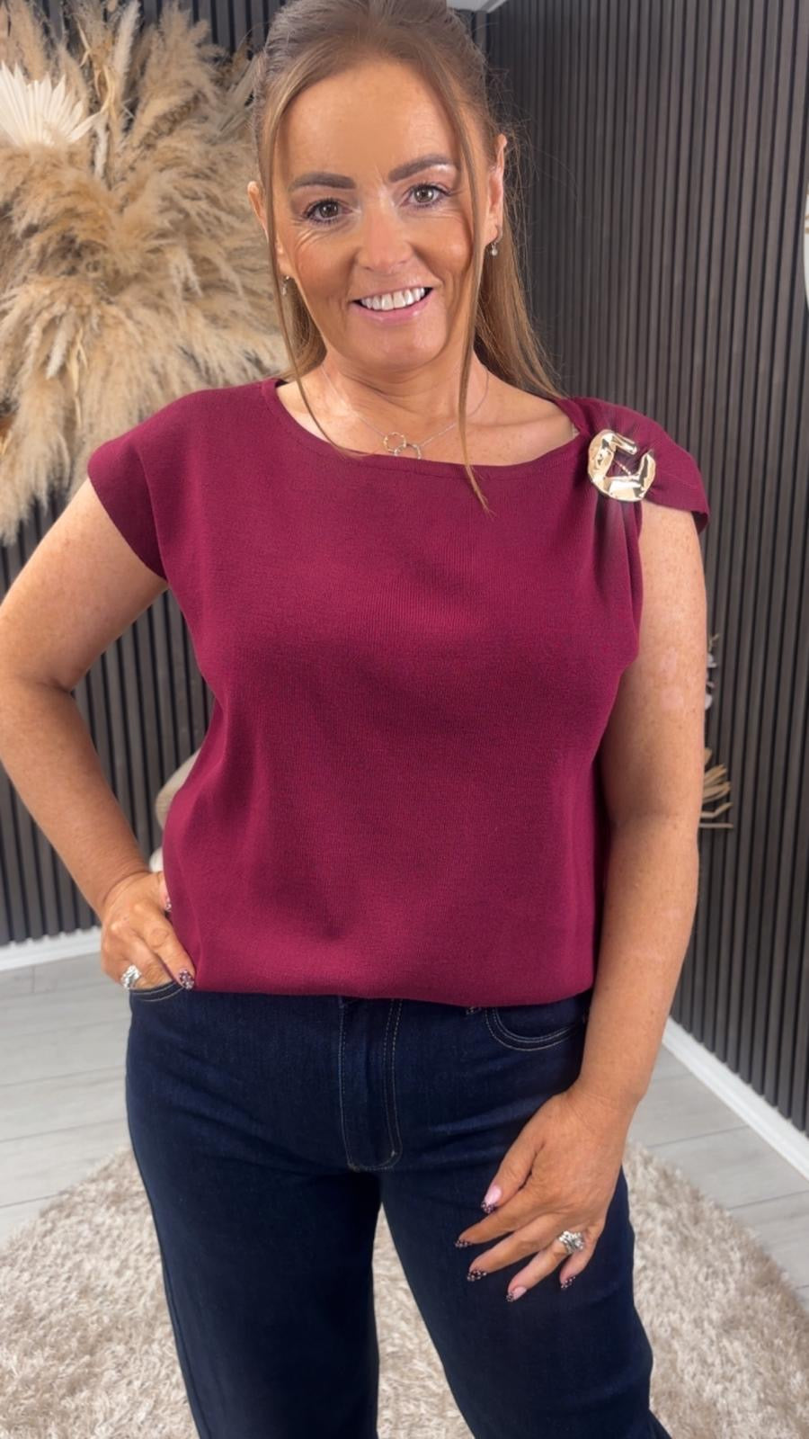 LISA TOP - BURGUNDY