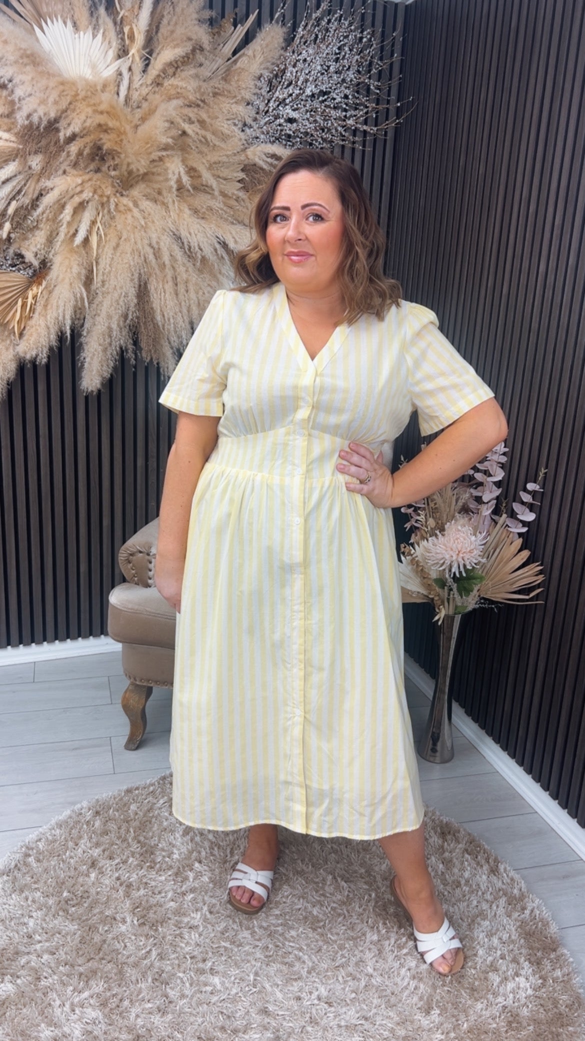 ALANNA DRESS - YELLOW STRIPE
