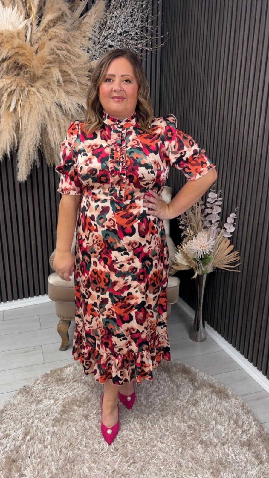 KIRSTY DRESS - PINK LEOPARD