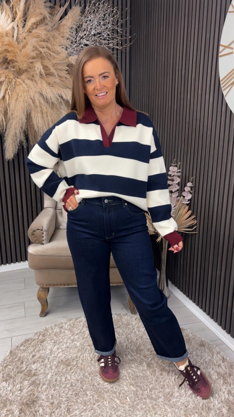 LORENA JUMPER - NAVY/BEIGE