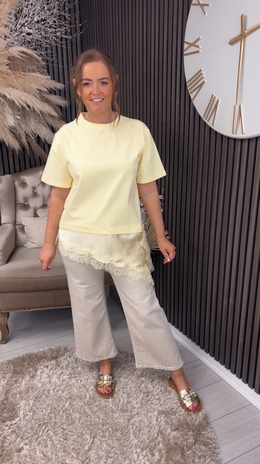 SUZANNE CROPPED JEANS - BEIGE