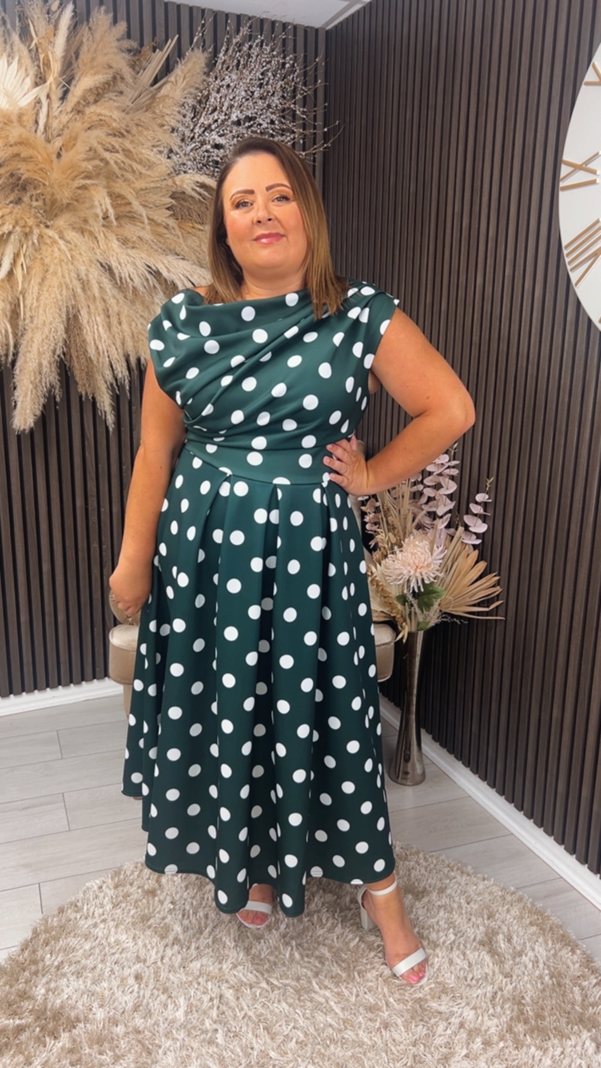 BETTY DRESS - GREEN POLKA DOT