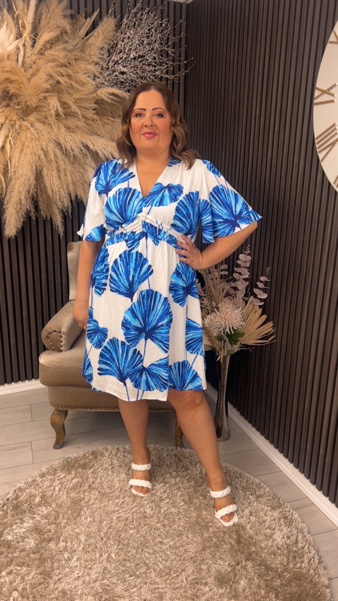 CECELIA DRESS - BLUE/WHITE