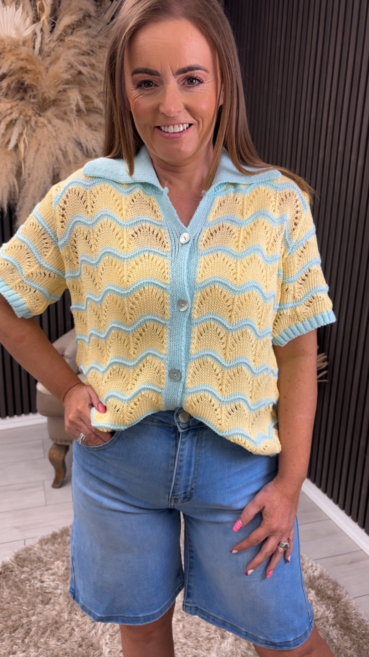 URSUALA TOP - YELLOW/BLUE