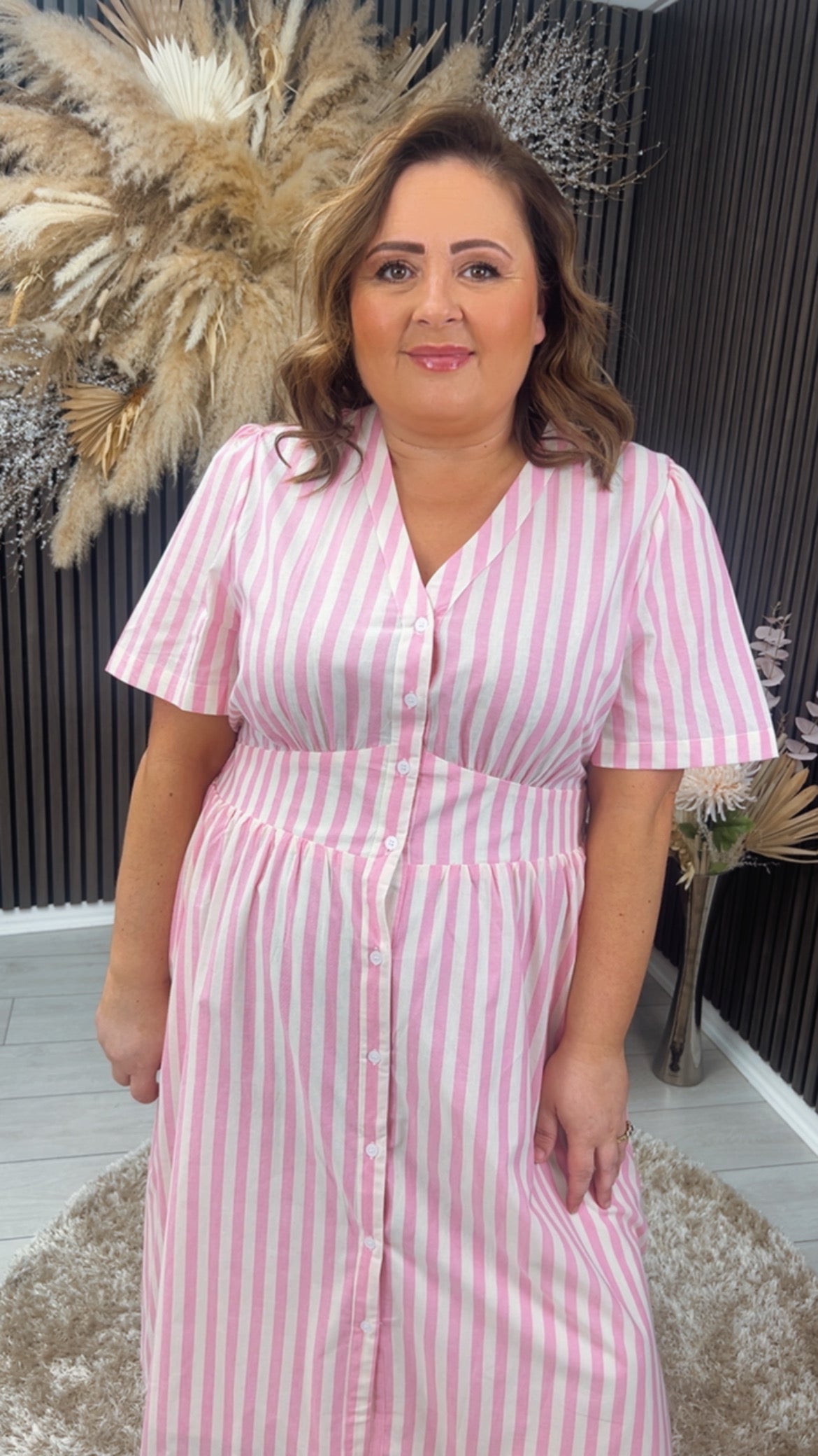 ALANNA DRESS - PINK STRIPE