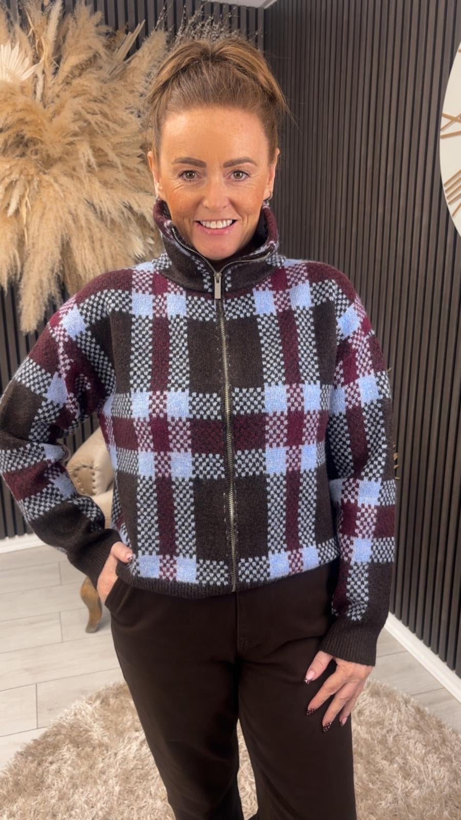 CAMILA JACKET - BROWN/BLUE