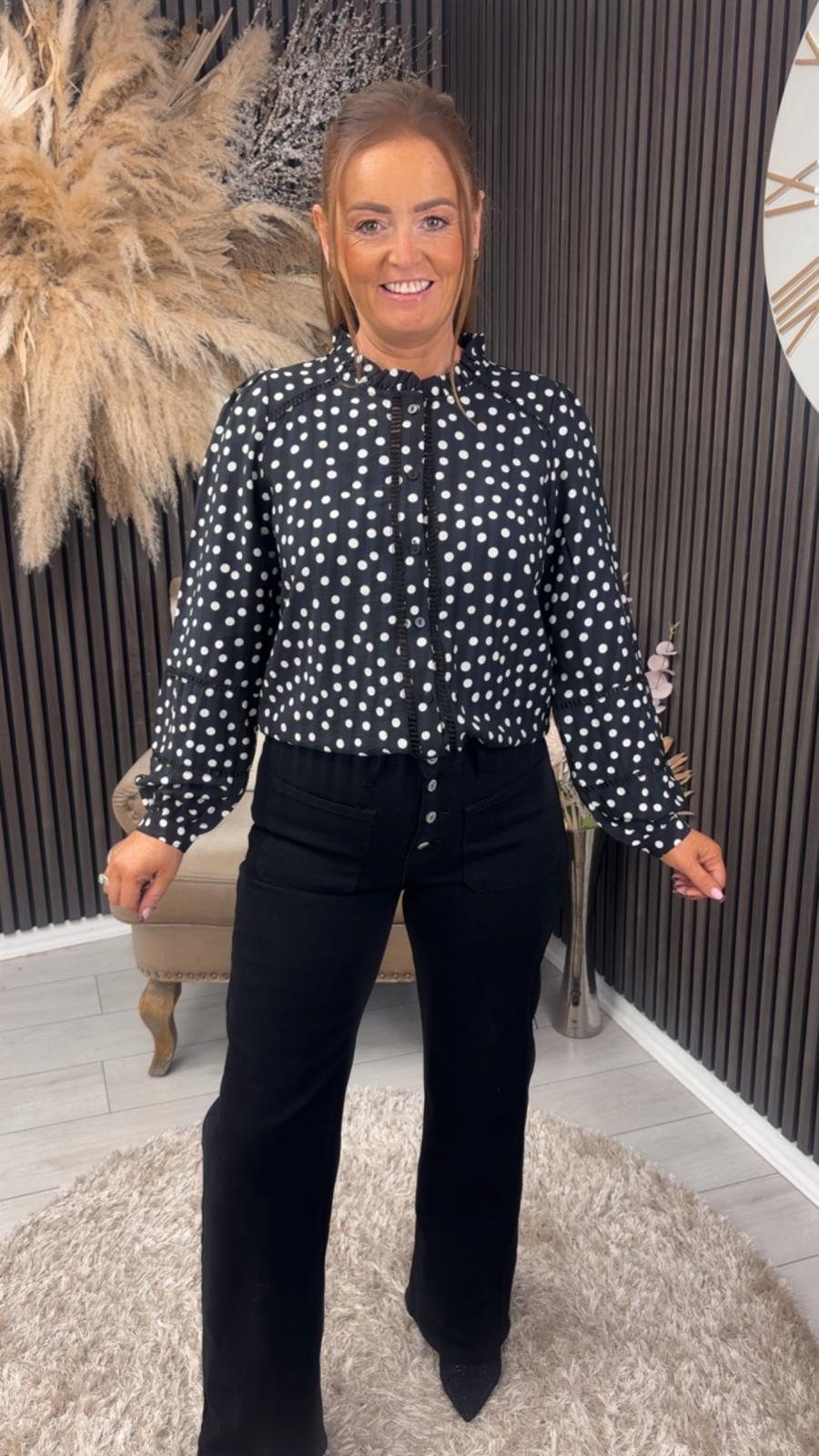 MARISA SHIRT - BLACK/WHITE SPOT