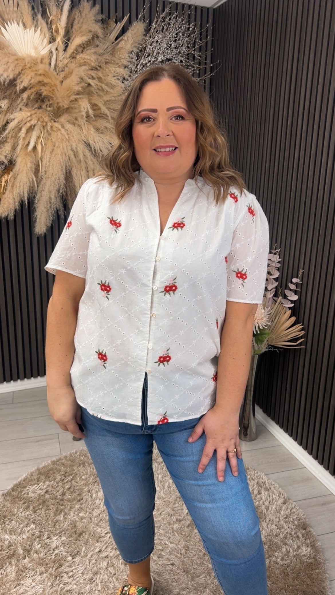 PAULA SHIRT - WHITE/RED