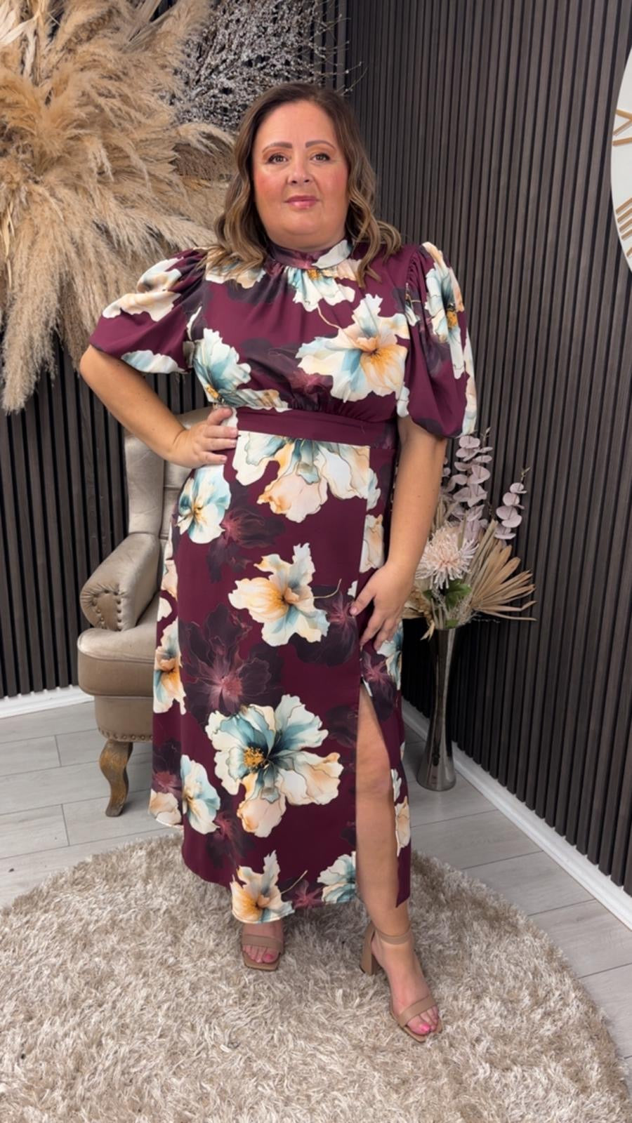 LILITH DRESS - PLUM FLOWER