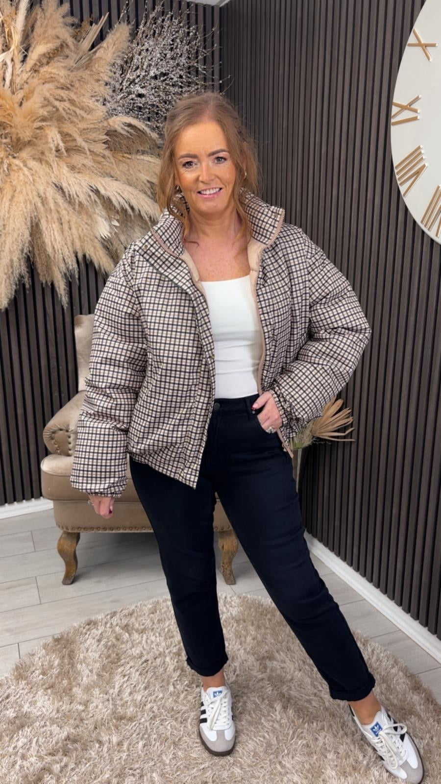 MEGAN PUFFER JACKET - CHECKED