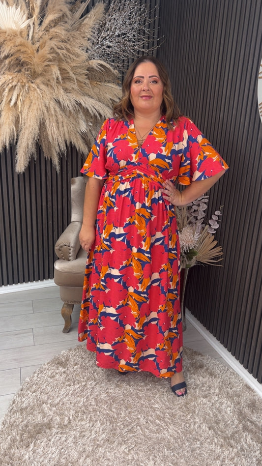 RAQUEL DRESS - RED/ORANGE