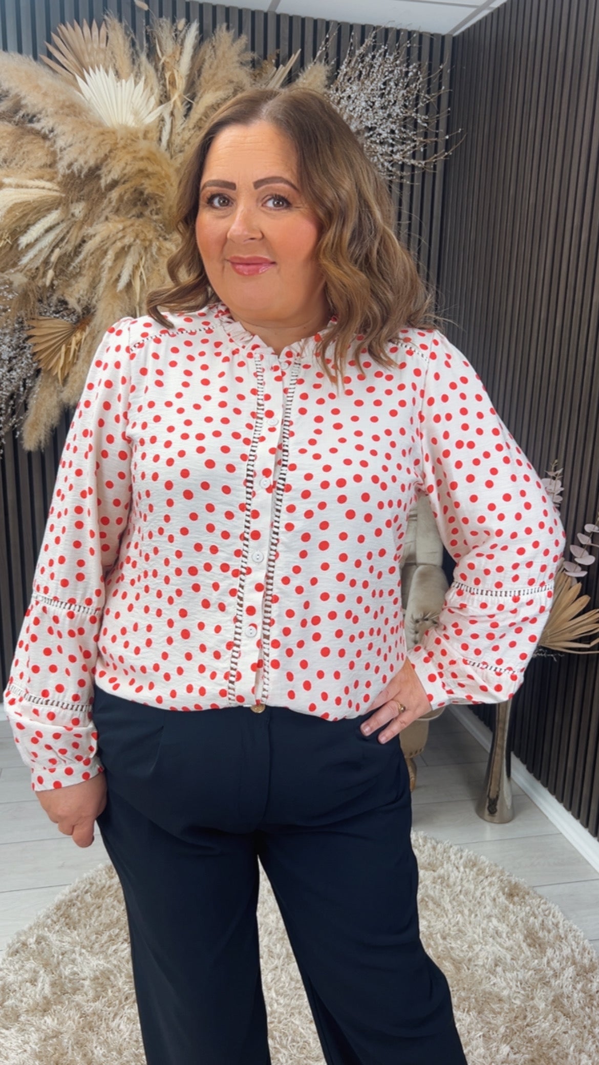 LEAH SHIRT - DEEP CORAL SPOT