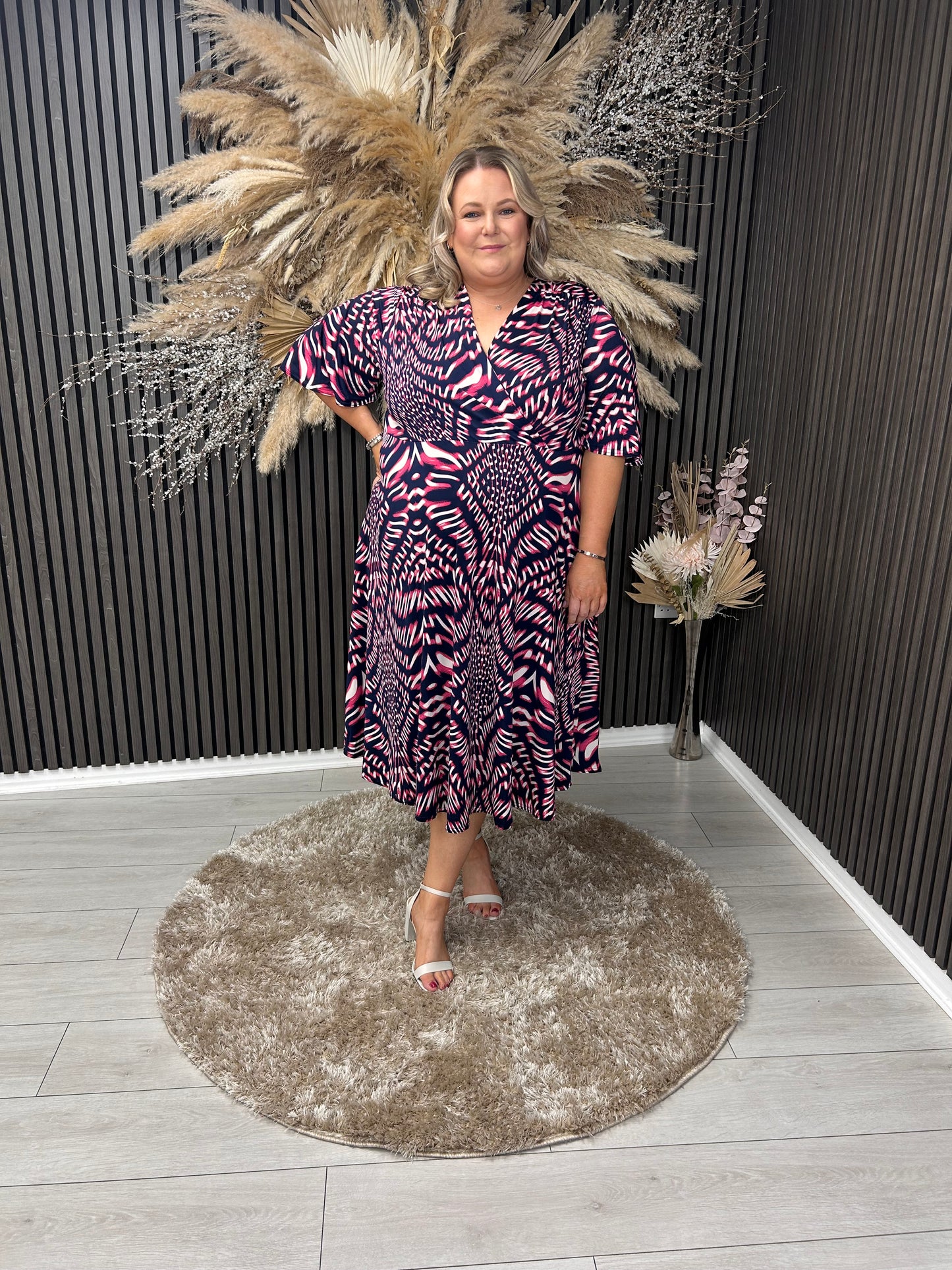LIZ DRESS - NAVY/PINK