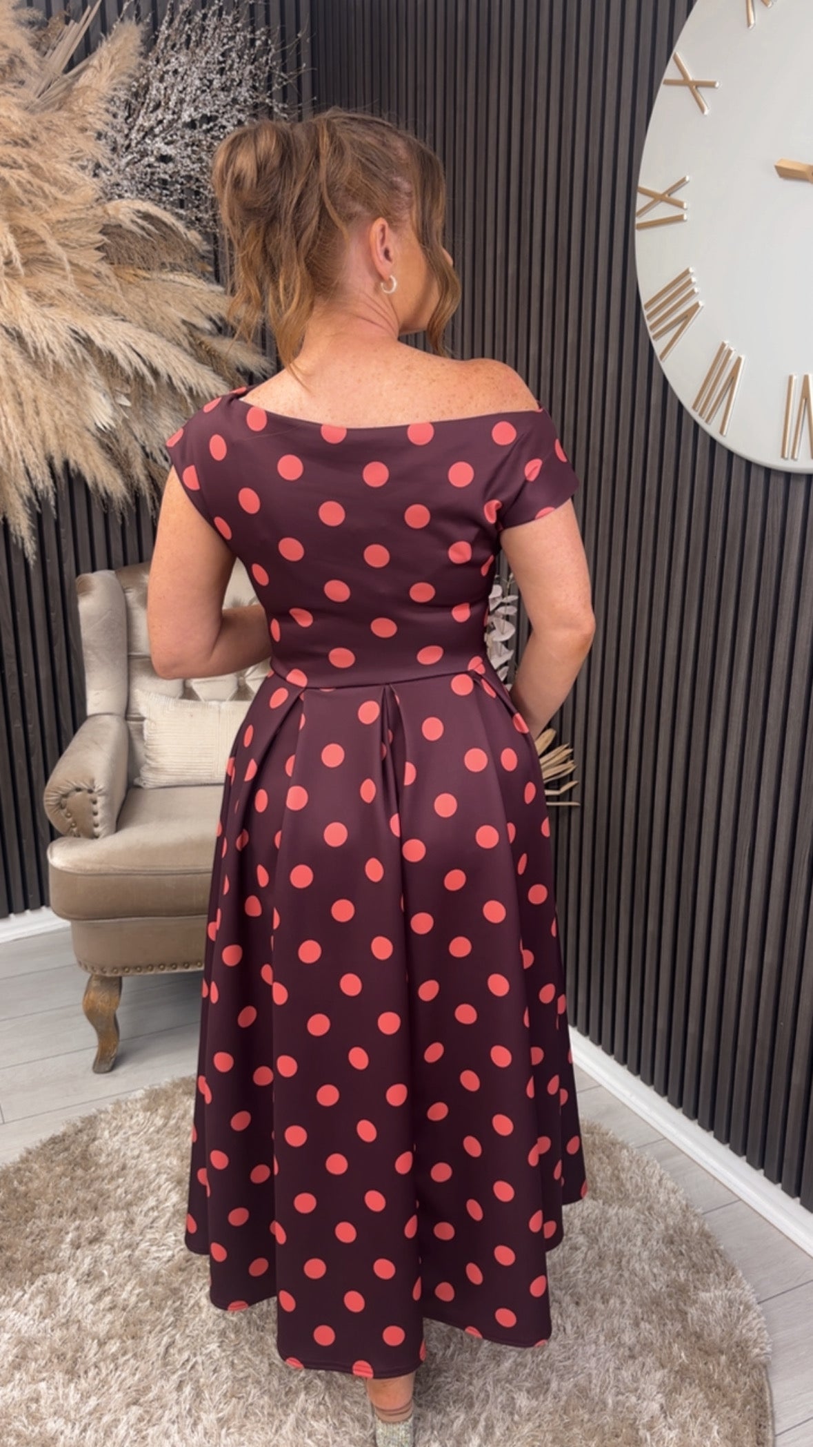 BETTY DRESS - BURGUNDY/CORAL