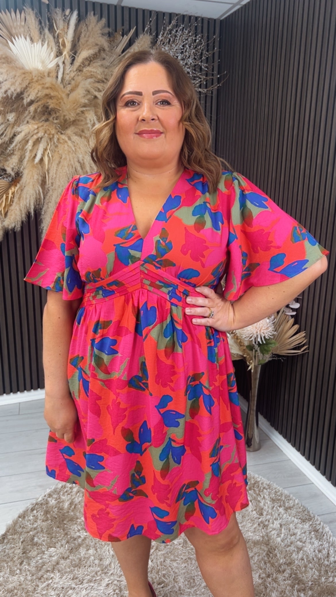 SASHA DRESS - FUCHSIA/BLUE