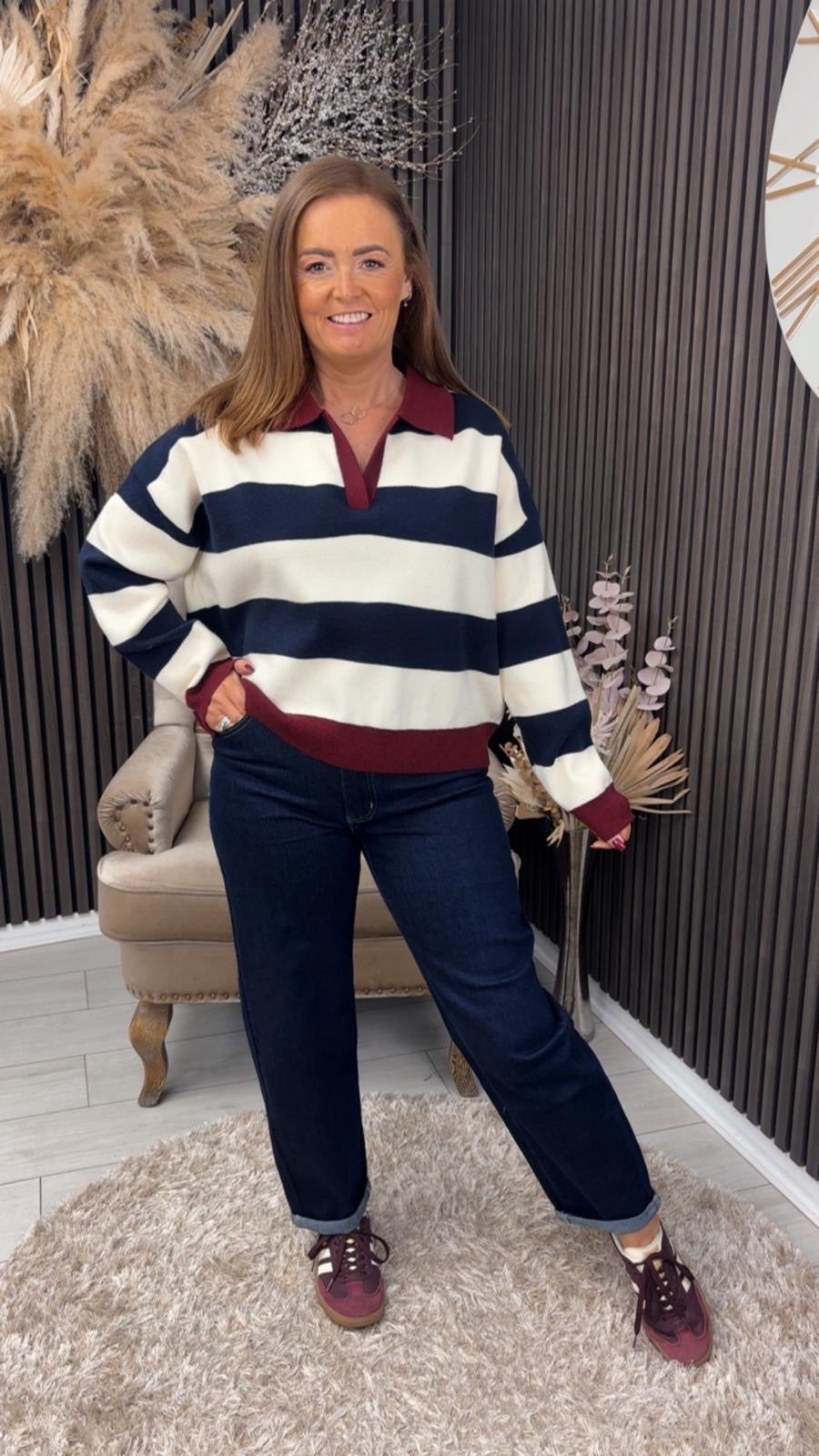 LORENA JUMPER - NAVY/BEIGE