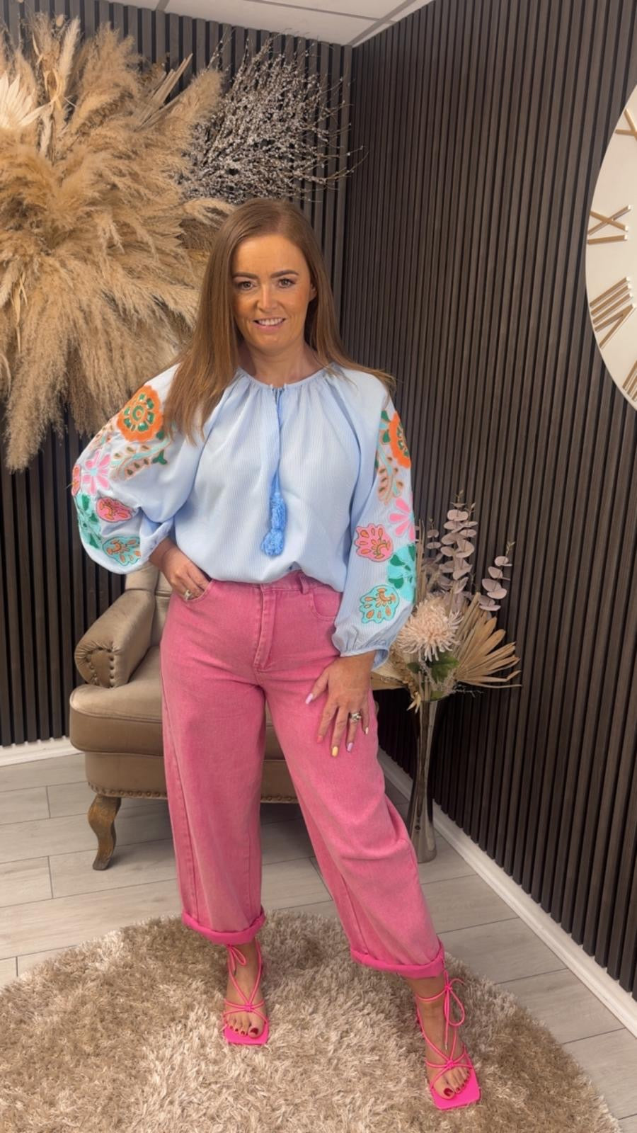 POPPY TOP - BLUE STRIPE