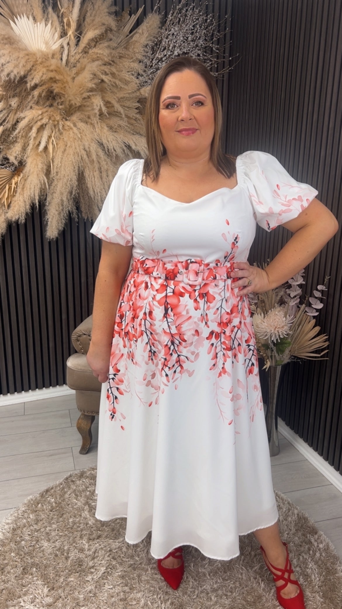 DARLEEN DRESS - CREAM/PINK