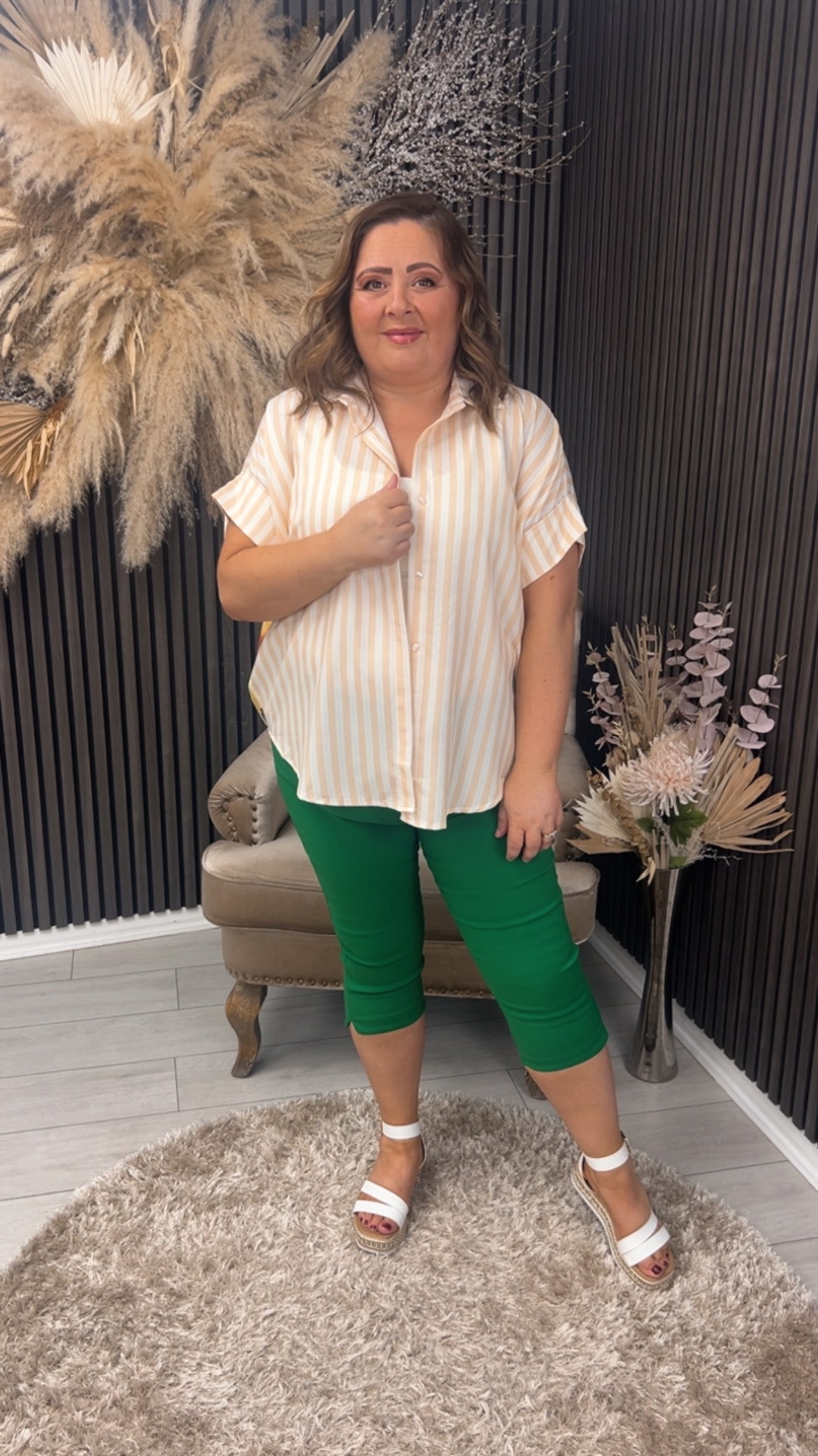 LINDA SHIRT - BEIGE STRIPE