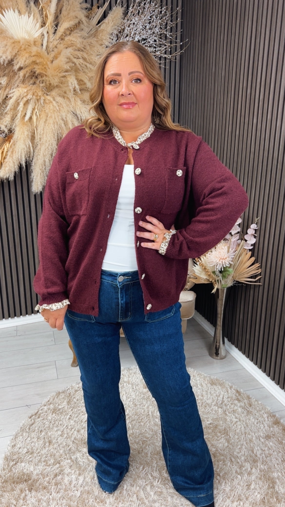 SALLY CARDIGAN - BURGUNDY