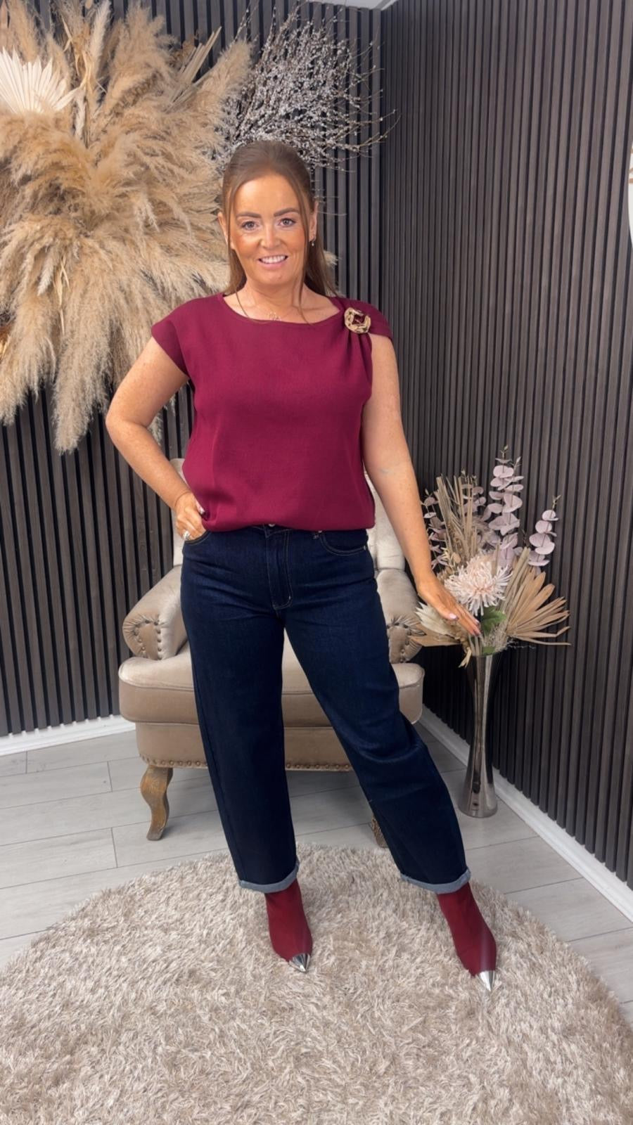 LISA TOP - BURGUNDY