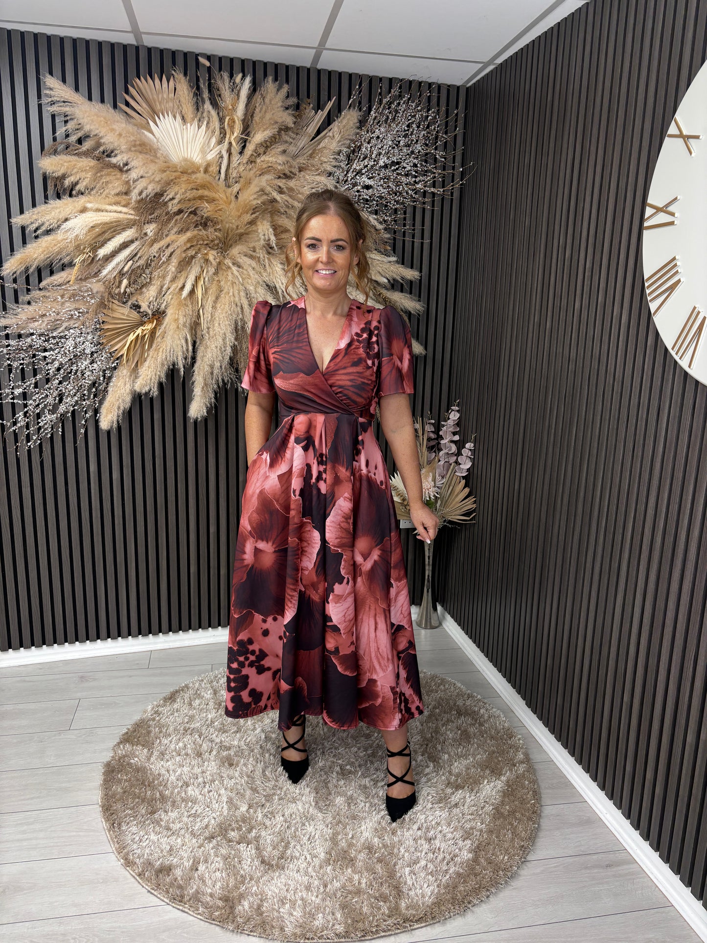 DORA DRESS - WINE FLORAL