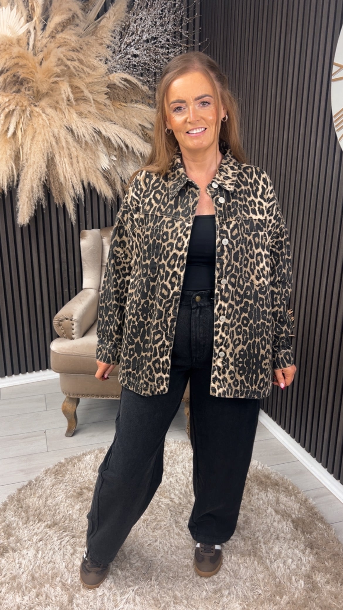 MARY DENIM SHIRT - LEOPARD PRINT