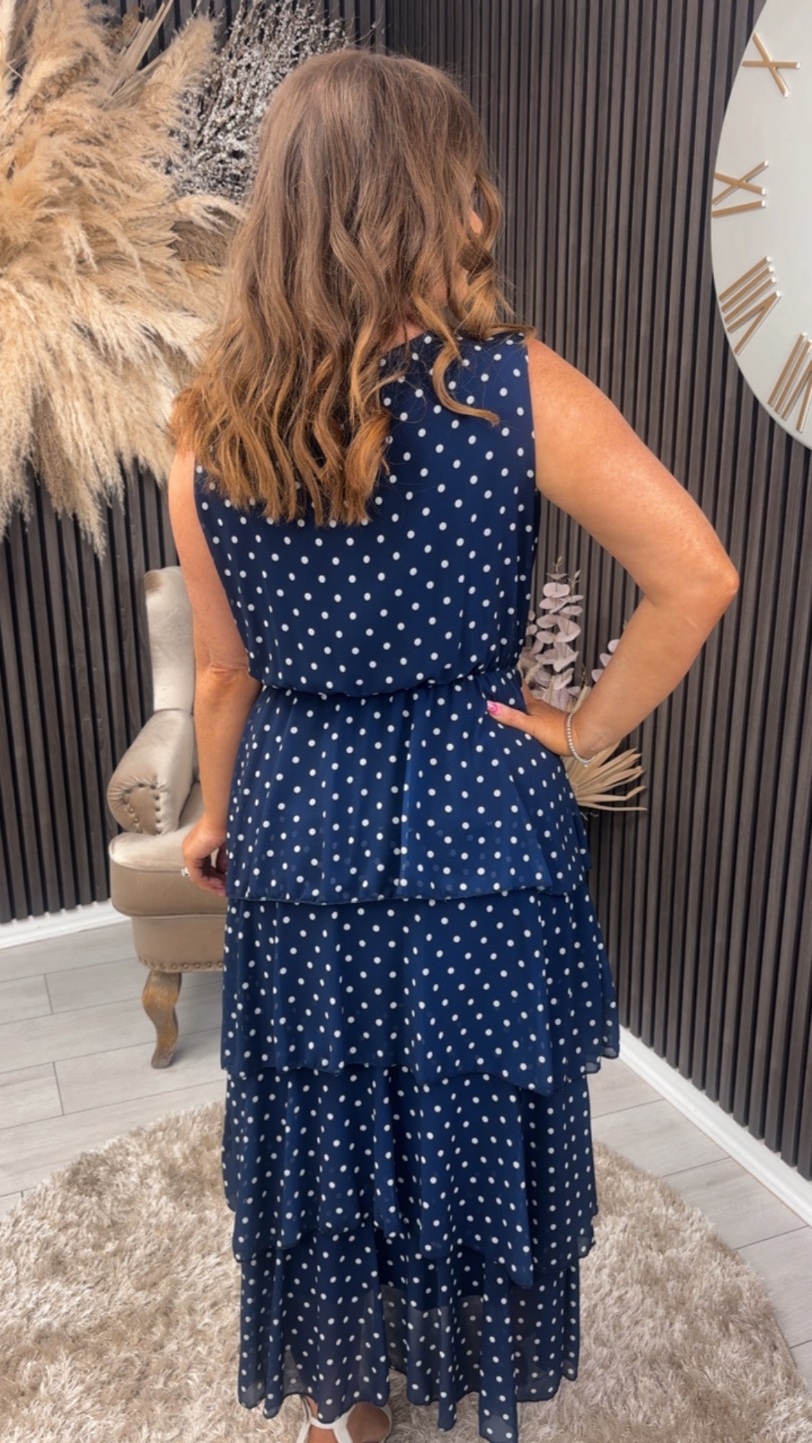 KELLY DRESS - NAVY SPOT
