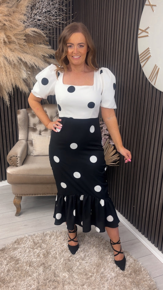 JENNIFER DRESS - BLACK/WHITE