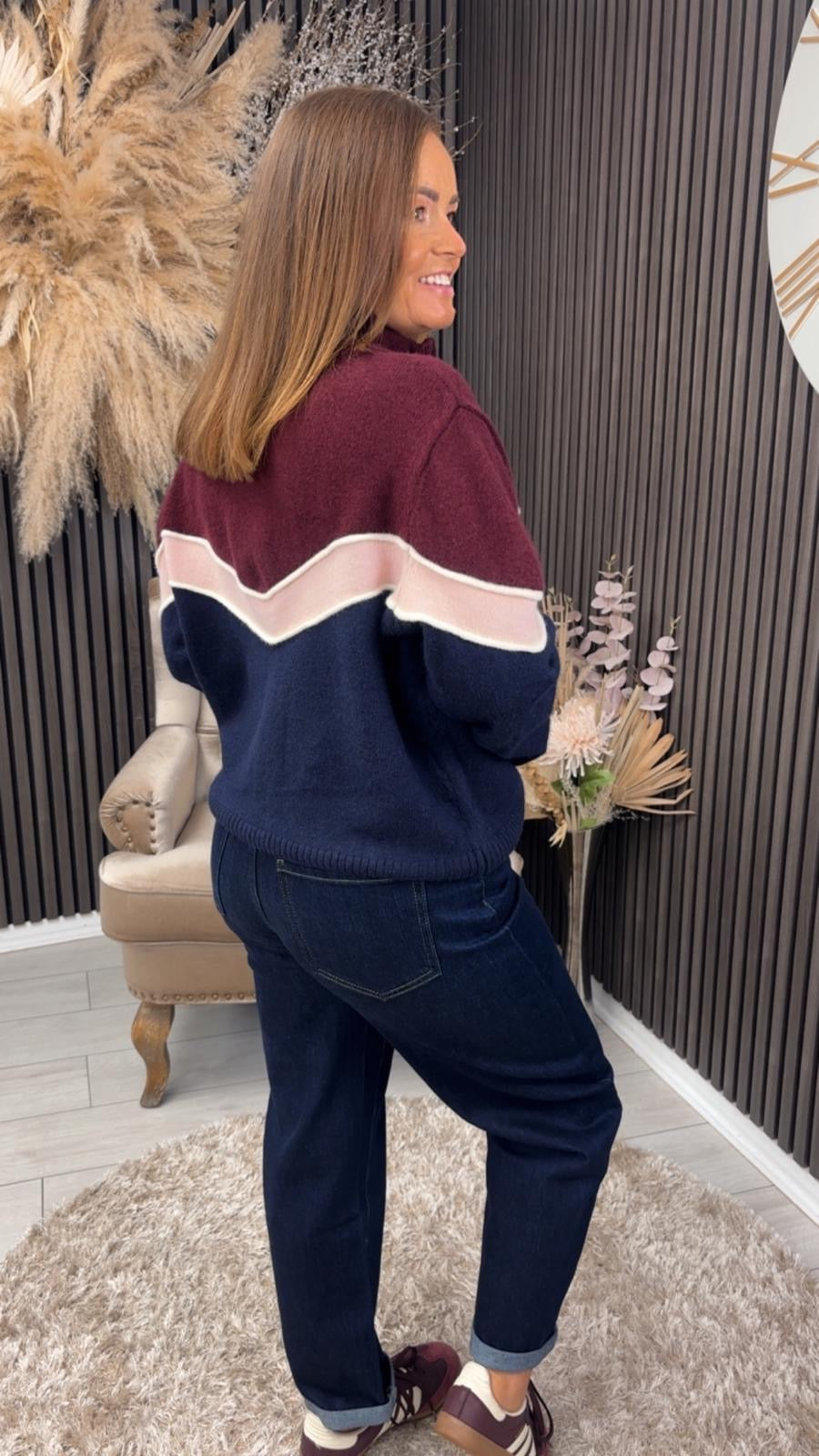 COLETTE JACKET - BURGUNDY/NAVY