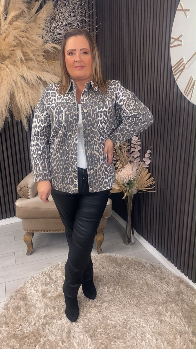 MARY DENIM SHACKET - WHITE ANIMAL