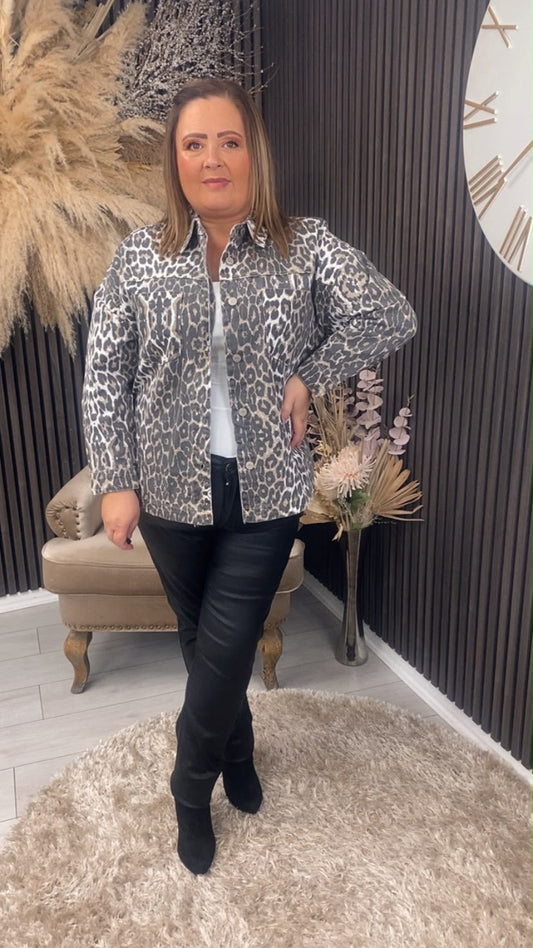 MARY DENIM SHACKET - WHITE ANIMAL