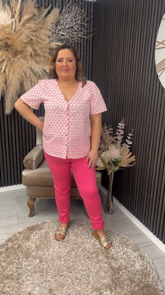 SAOIRSE TOP - PINK HEARTS