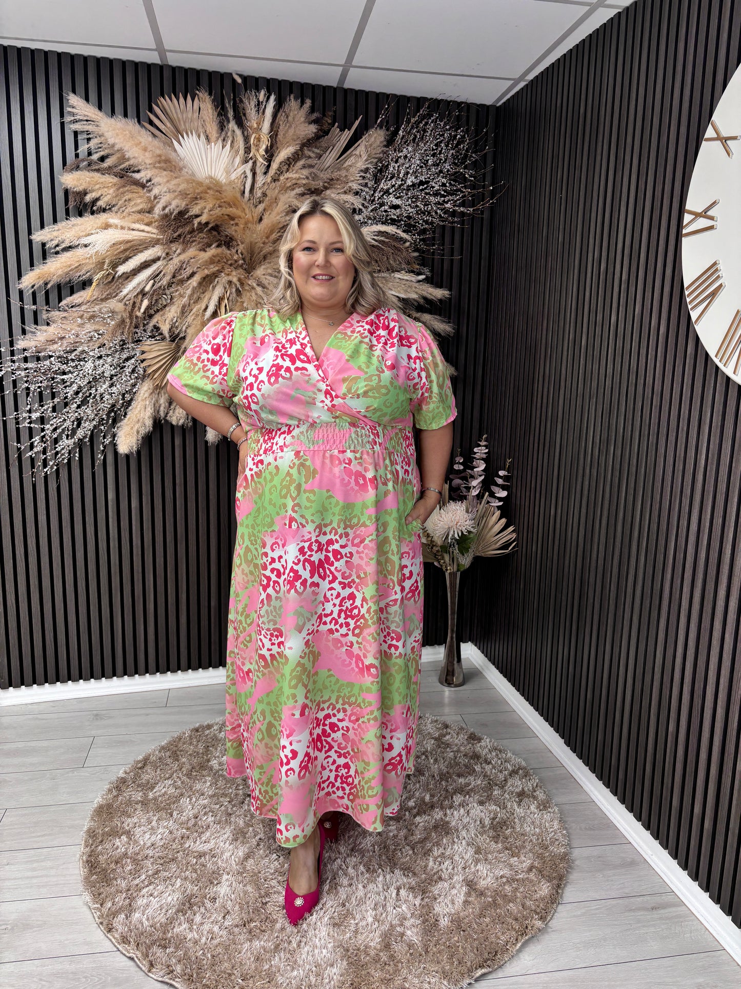 CERYS DRESS - PINK/GREEN