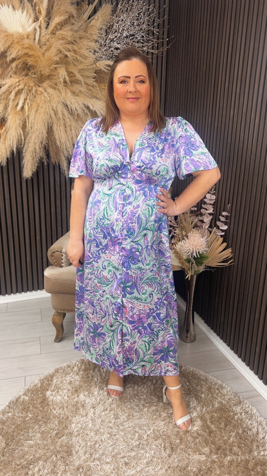 FRIDA DRESS - LILAC/GREEN