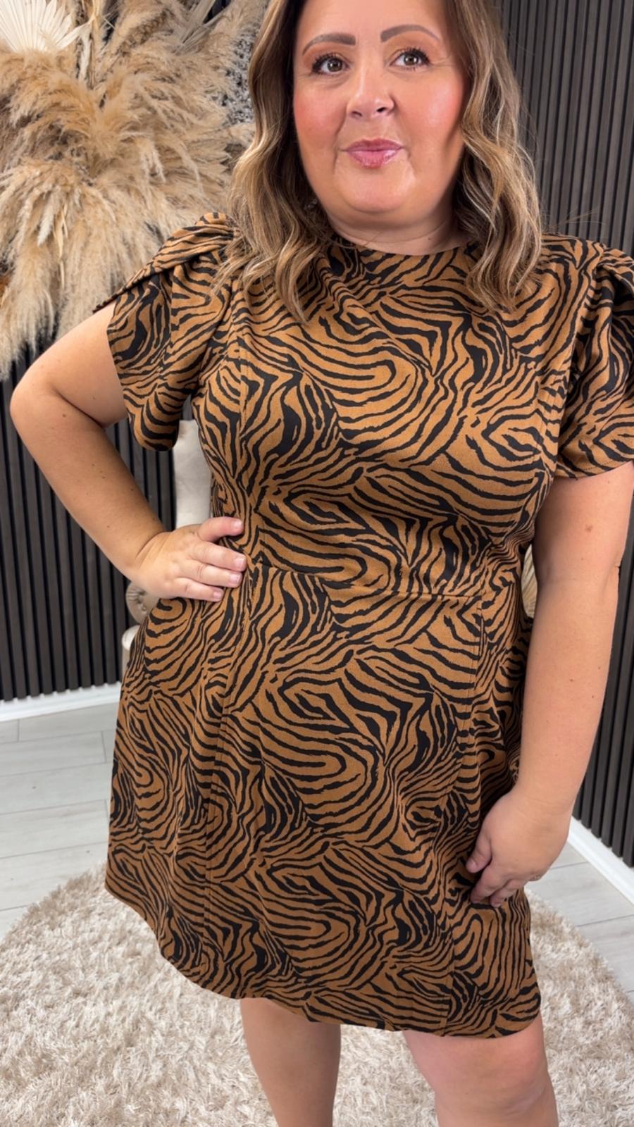 AMI DRESS - BROWN ZEBRA