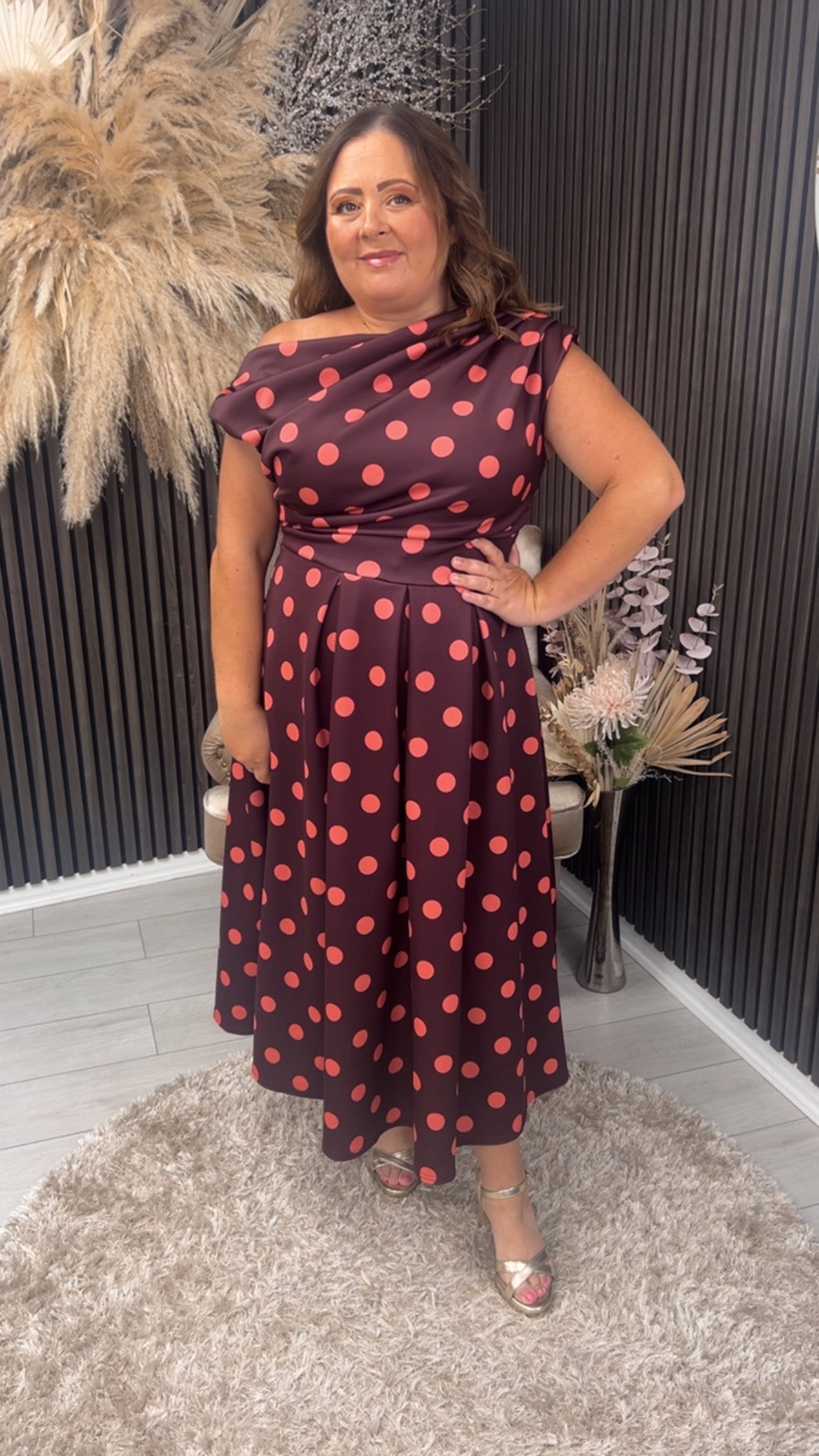 BETTY DRESS - BURGUNDY/CORAL
