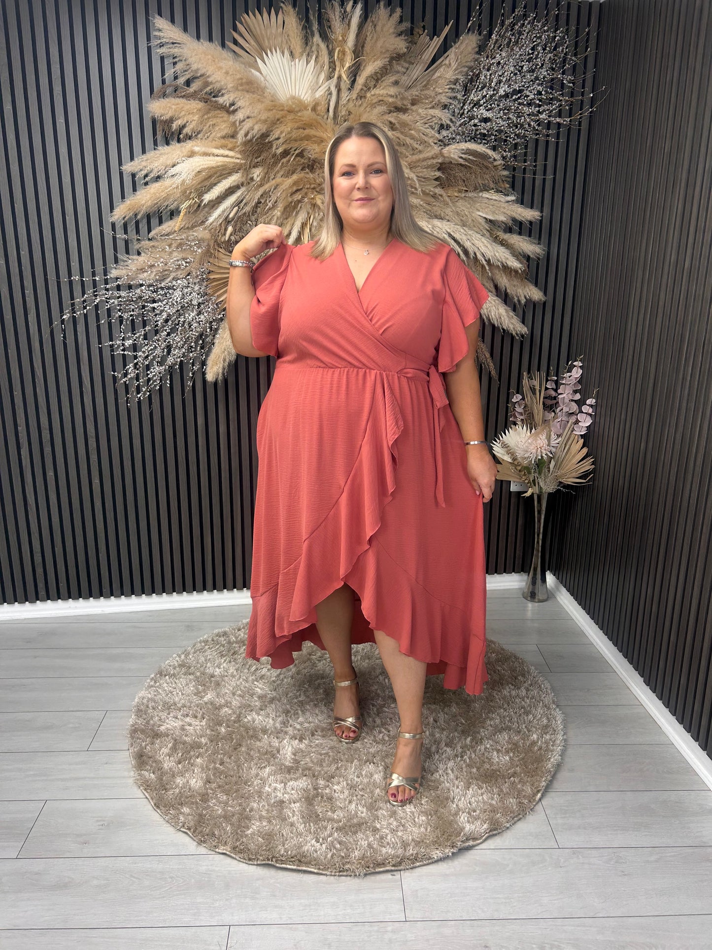 KATERINA DRESS - DEEP CORAL