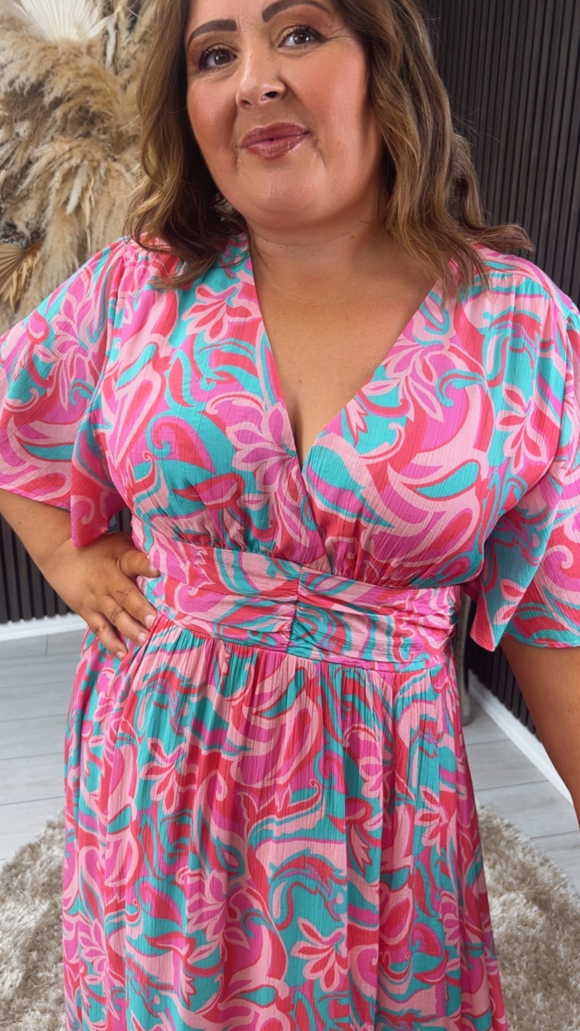 NIKITA DRESS - PINK/TEAL