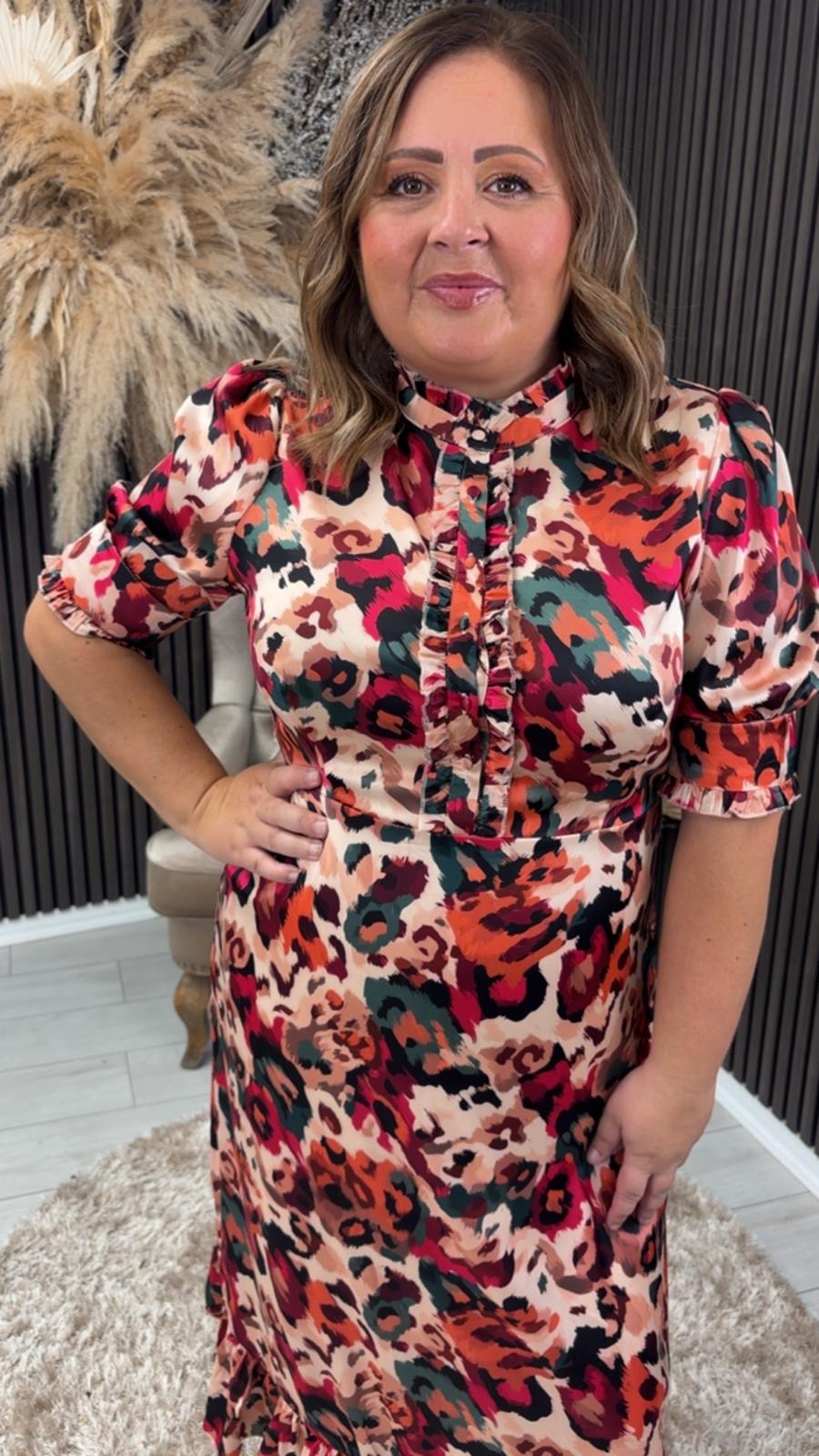 KIRSTY DRESS - PINK LEOPARD