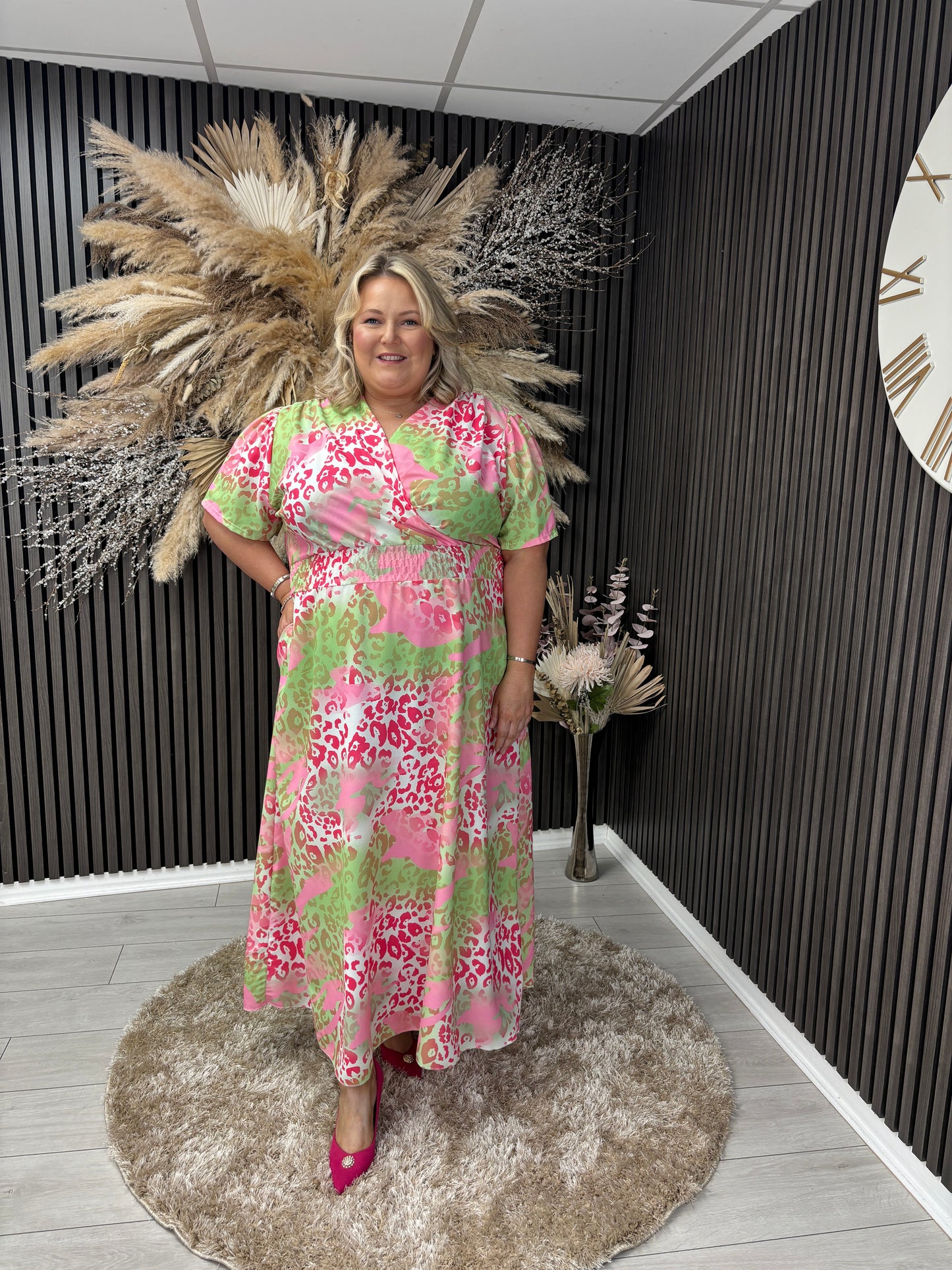 CERYS DRESS - PINK/GREEN