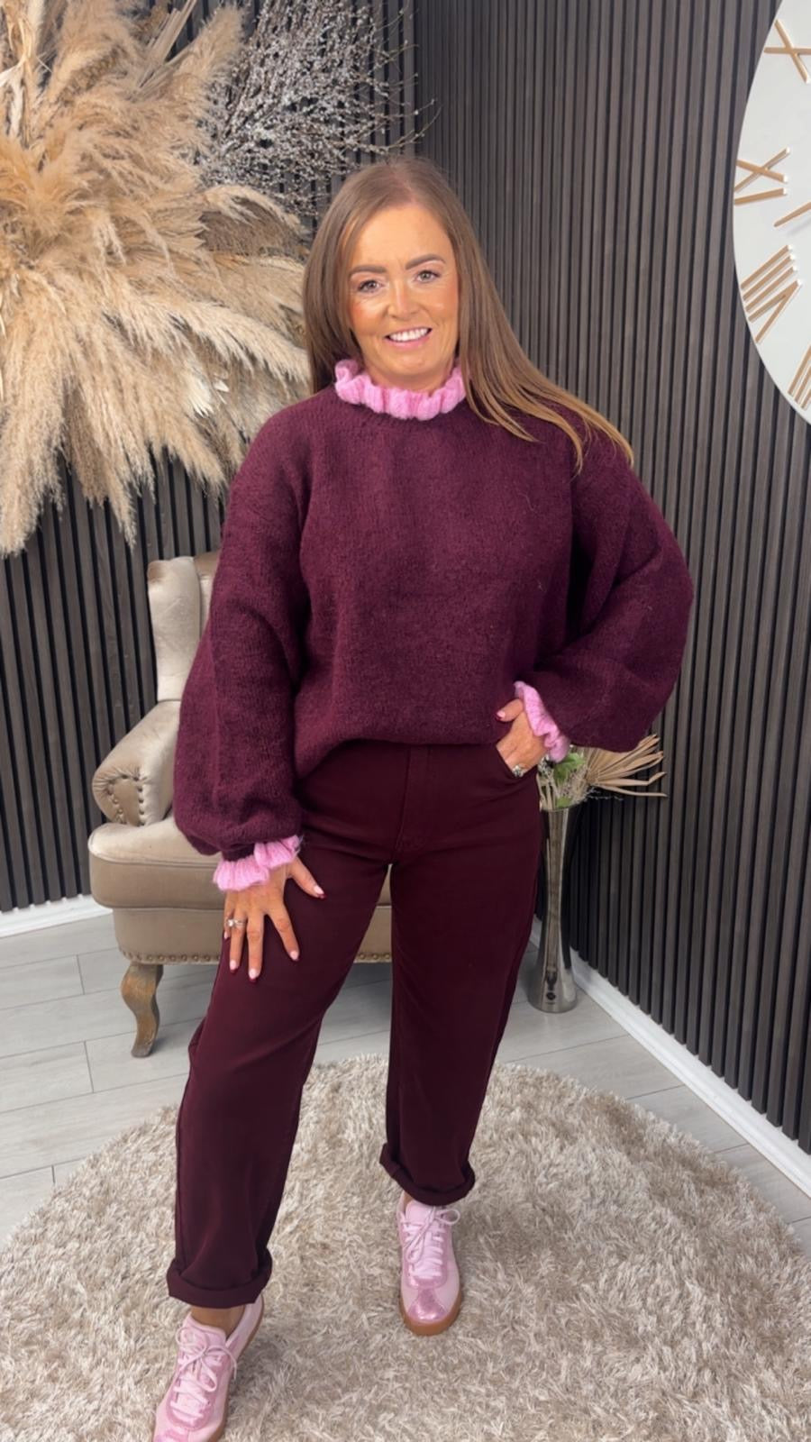 LIBBY JUMPER - BURGUNDY/PINK