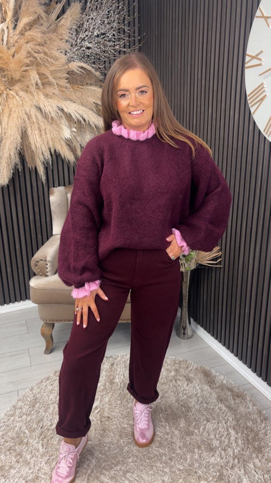 LIBBY JUMPER - BURGUNDY/PINK