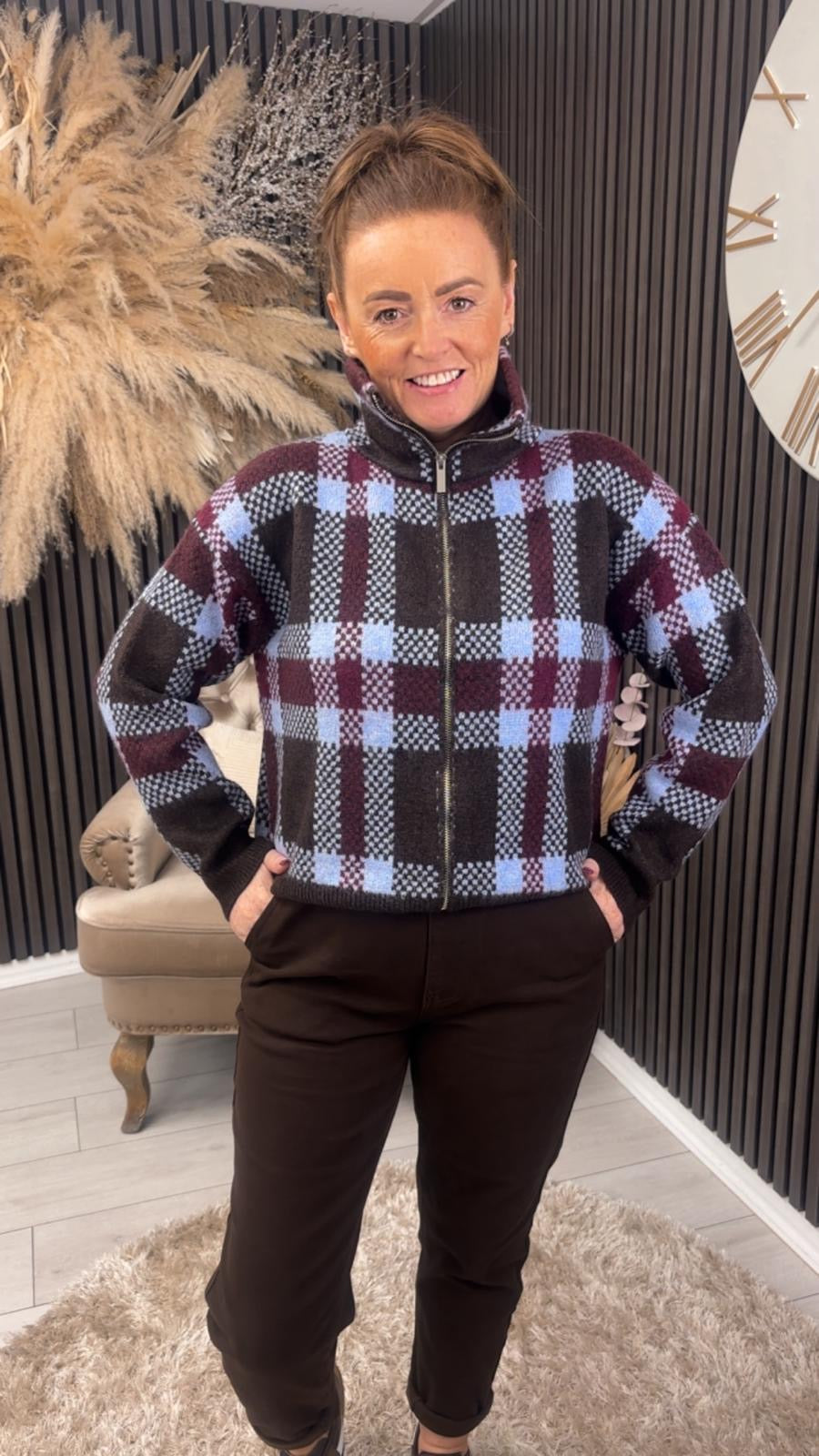 CAMILA JACKET - BROWN/BLUE